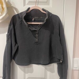 Love By Design Charcoal Button-Up Hoodie